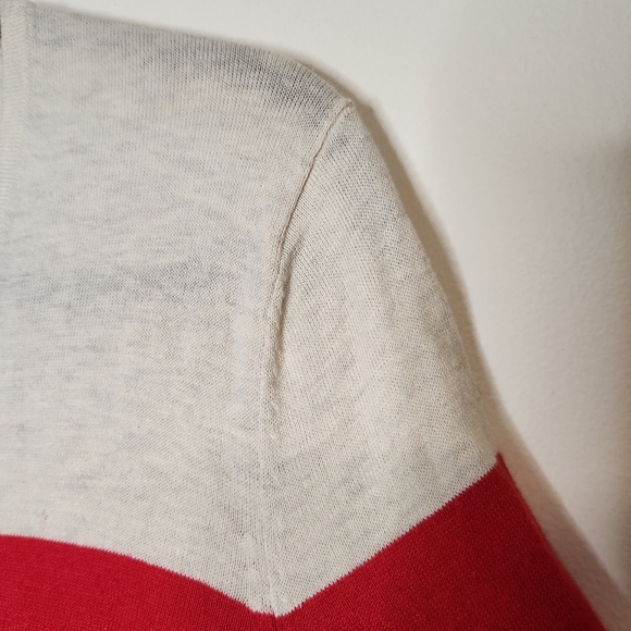 Gap v neck striped tunic sweater red cream small - Picture 4 of 14
